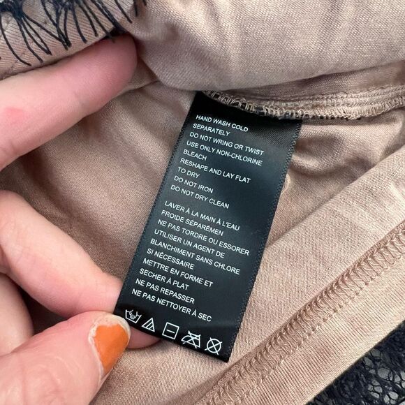 Free people NWT Zoey black lace nude lined ruched mini skirt size 12 - Picture 11 of 14